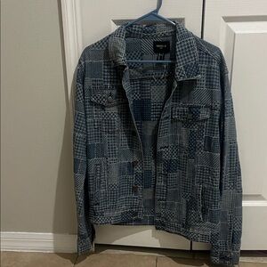 Forever 21 Men's Blue Patchwork Denim Jacket